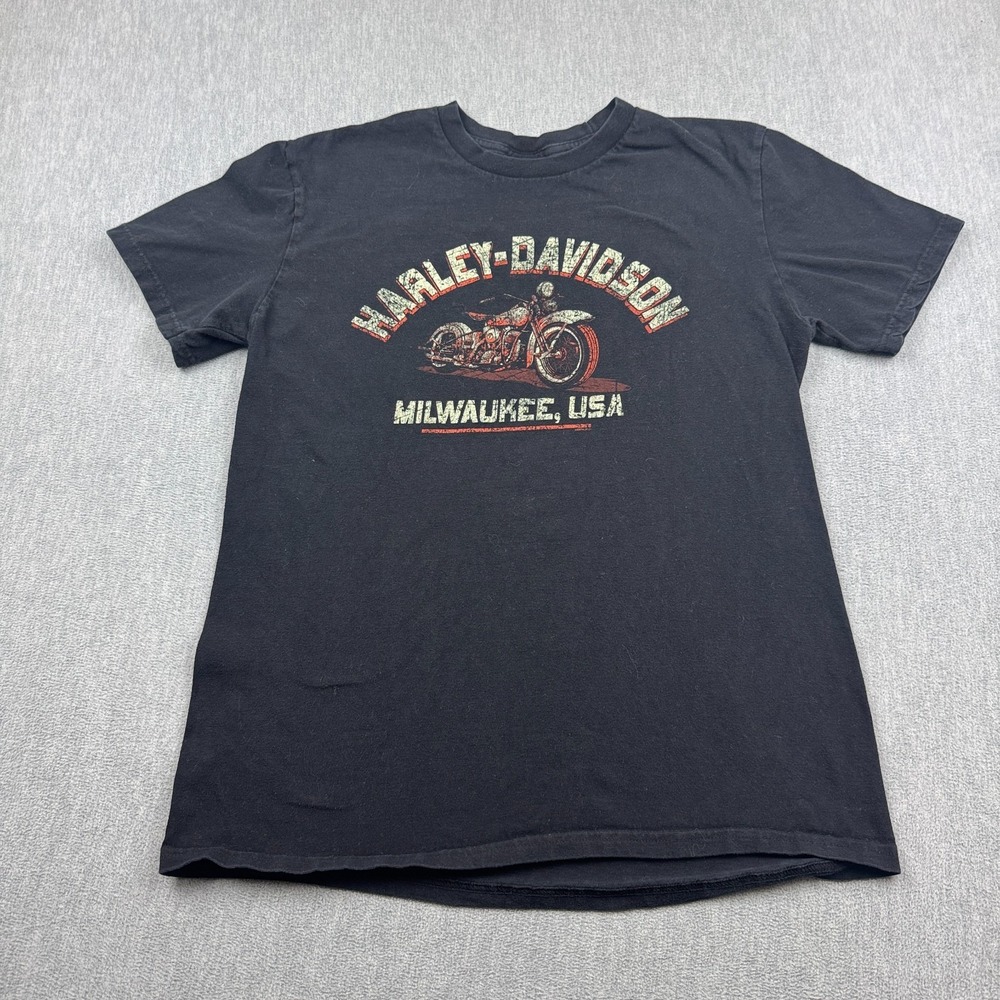 Harley Davidson T-Shirt Mens Medium Black Graphic Print Lancaster Ca Crewneck